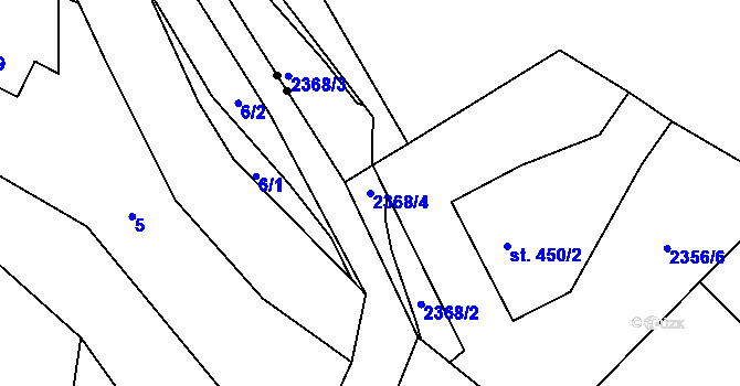 Parcela st. 2368/4 v KÚ Antonínov, Katastrální mapa