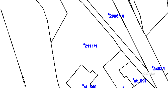 Parcela st. 2111/1 v KÚ Antonínov, Katastrální mapa