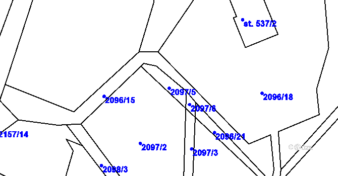 Parcela st. 2097/5 v KÚ Antonínov, Katastrální mapa