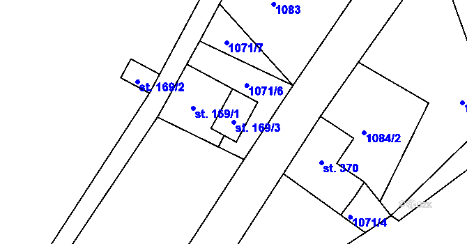 Parcela st. 169/3 v KÚ Dolní Maxov, Katastrální mapa
