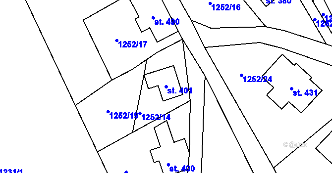 Parcela st. 401 v KÚ Dolní Maxov, Katastrální mapa