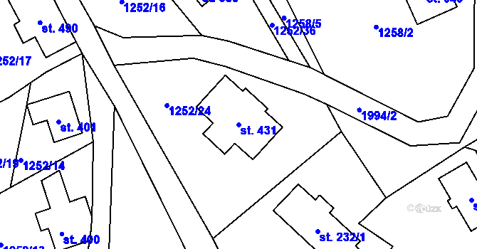 Parcela st. 431 v KÚ Dolní Maxov, Katastrální mapa