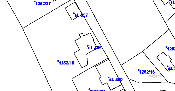 Parcela st. 496 v KÚ Dolní Maxov, Katastrální mapa