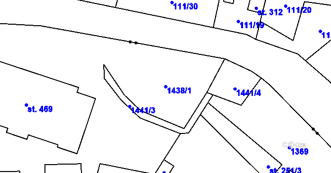 Parcela st. 1438/1 v KÚ Dolní Maxov, Katastrální mapa