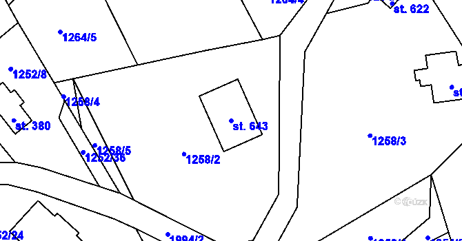 Parcela st. 643 v KÚ Dolní Maxov, Katastrální mapa