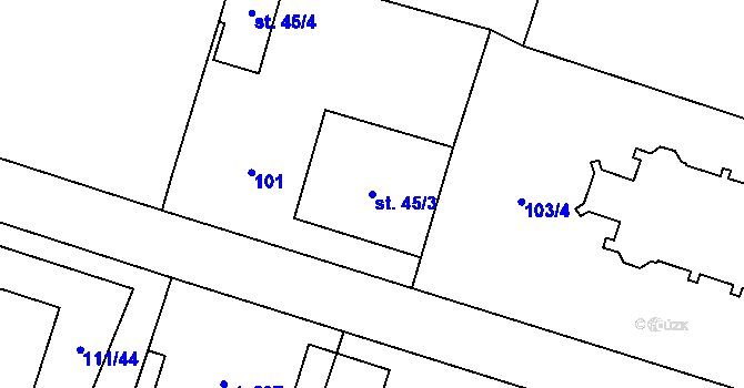 Parcela st. 45/3 v KÚ Josefův Důl u Jablonce nad Nisou, Katastrální mapa