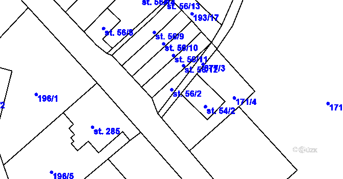 Parcela st. 56/2 v KÚ Josefův Důl u Jablonce nad Nisou, Katastrální mapa