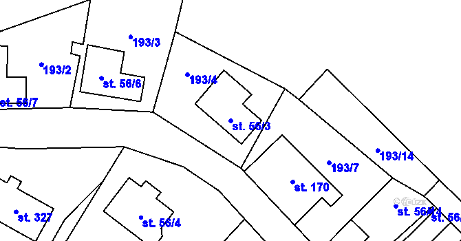 Parcela st. 56/3 v KÚ Josefův Důl u Jablonce nad Nisou, Katastrální mapa