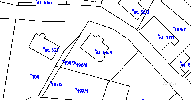 Parcela st. 56/4 v KÚ Josefův Důl u Jablonce nad Nisou, Katastrální mapa