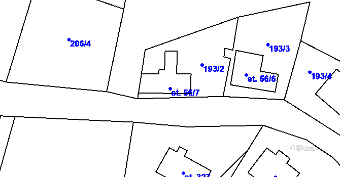 Parcela st. 56/7 v KÚ Josefův Důl u Jablonce nad Nisou, Katastrální mapa