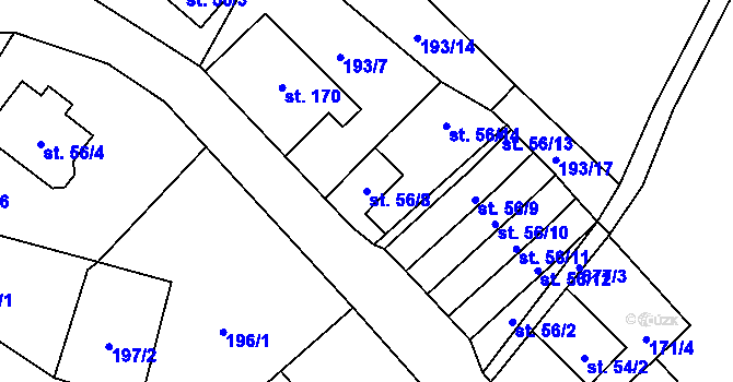 Parcela st. 56/8 v KÚ Josefův Důl u Jablonce nad Nisou, Katastrální mapa