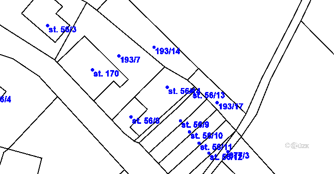 Parcela st. 56/14 v KÚ Josefův Důl u Jablonce nad Nisou, Katastrální mapa