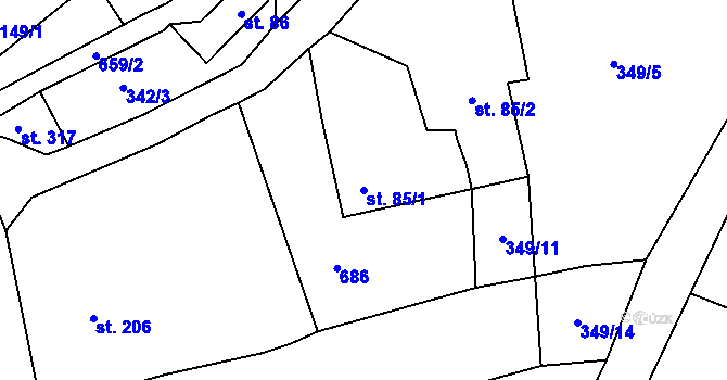 Parcela st. 85/1 v KÚ Josefův Důl u Jablonce nad Nisou, Katastrální mapa