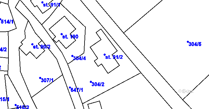 Parcela st. 91/2 v KÚ Josefův Důl u Jablonce nad Nisou, Katastrální mapa