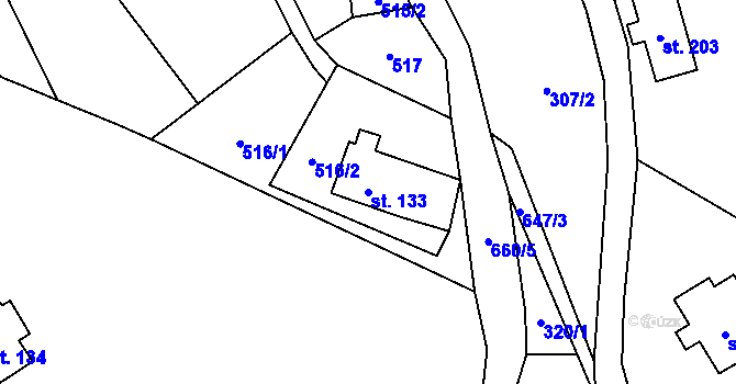 Parcela st. 133 v KÚ Josefův Důl u Jablonce nad Nisou, Katastrální mapa