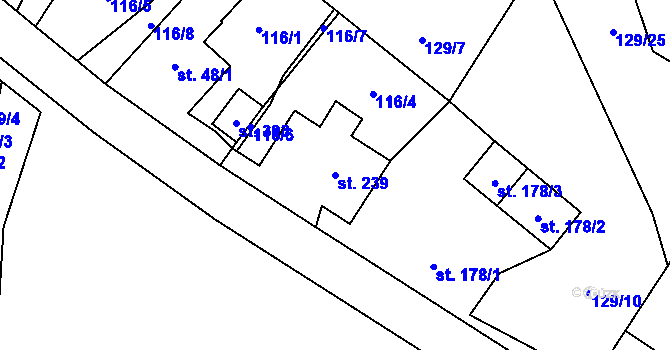 Parcela st. 239 v KÚ Josefův Důl u Jablonce nad Nisou, Katastrální mapa