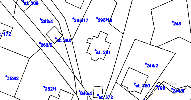 Parcela st. 281 v KÚ Josefův Důl u Jablonce nad Nisou, Katastrální mapa