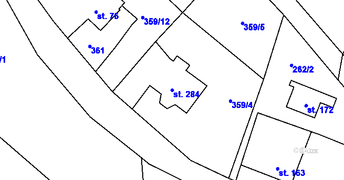 Parcela st. 284 v KÚ Josefův Důl u Jablonce nad Nisou, Katastrální mapa