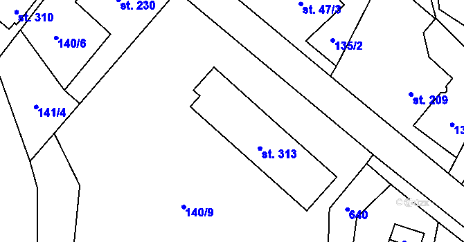 Parcela st. 313 v KÚ Josefův Důl u Jablonce nad Nisou, Katastrální mapa