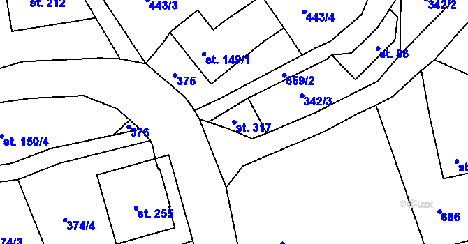 Parcela st. 317 v KÚ Josefův Důl u Jablonce nad Nisou, Katastrální mapa