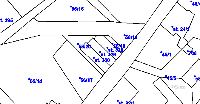 Parcela st. 329 v KÚ Josefův Důl u Jablonce nad Nisou, Katastrální mapa