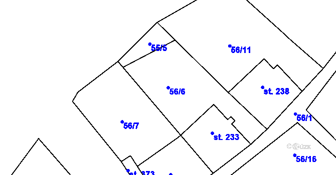 Parcela st. 56/6 v KÚ Josefův Důl u Jablonce nad Nisou, Katastrální mapa