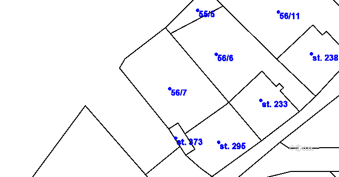 Parcela st. 56/7 v KÚ Josefův Důl u Jablonce nad Nisou, Katastrální mapa