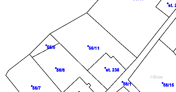 Parcela st. 56/11 v KÚ Josefův Důl u Jablonce nad Nisou, Katastrální mapa