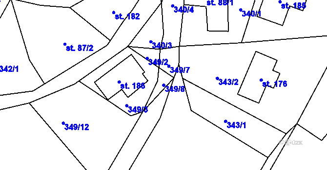 Parcela st. 349/8 v KÚ Josefův Důl u Jablonce nad Nisou, Katastrální mapa