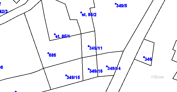 Parcela st. 349/11 v KÚ Josefův Důl u Jablonce nad Nisou, Katastrální mapa
