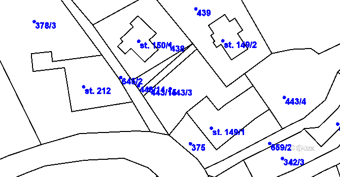 Parcela st. 443/3 v KÚ Josefův Důl u Jablonce nad Nisou, Katastrální mapa