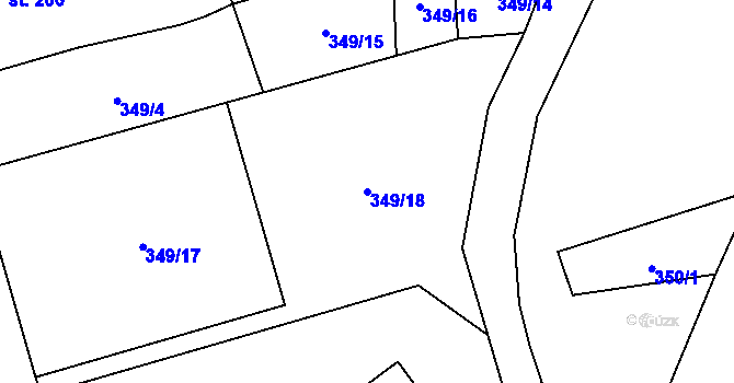 Parcela st. 349/18 v KÚ Josefův Důl u Jablonce nad Nisou, Katastrální mapa