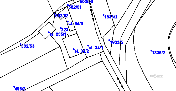 Parcela st. 34/1 v KÚ Juřinka, Katastrální mapa