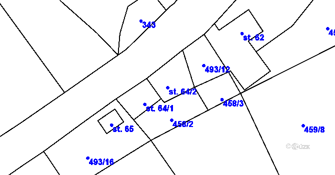 Parcela st. 64/2 v KÚ Juřinka, Katastrální mapa