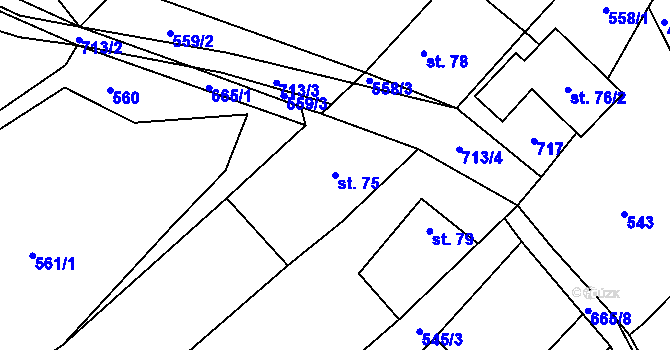 Parcela st. 75 v KÚ Juřinka, Katastrální mapa