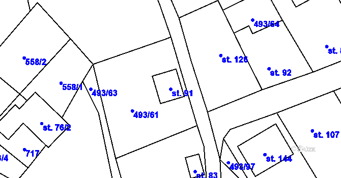 Parcela st. 91 v KÚ Juřinka, Katastrální mapa