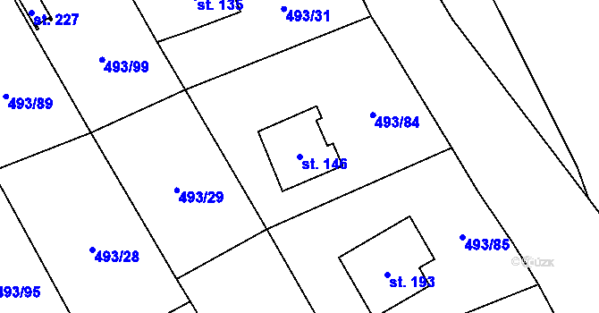 Parcela st. 146 v KÚ Juřinka, Katastrální mapa
