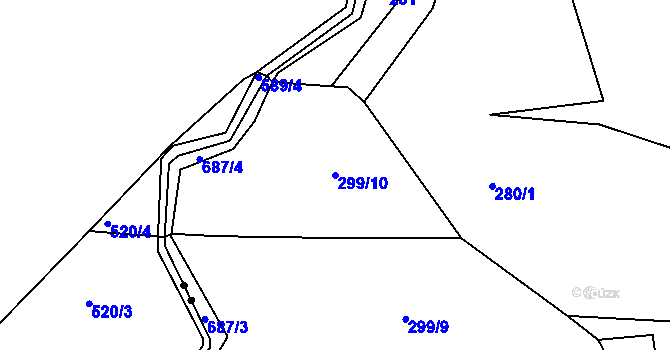 Parcela st. 299/10 v KÚ Juřinka, Katastrální mapa