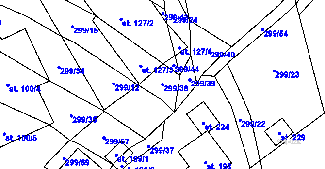 Parcela st. 299/38 v KÚ Juřinka, Katastrální mapa