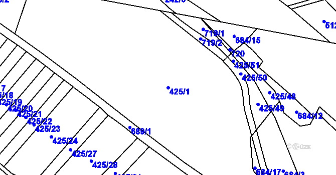 Parcela st. 425/1 v KÚ Juřinka, Katastrální mapa