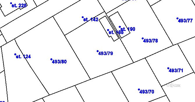Parcela st. 493/79 v KÚ Juřinka, Katastrální mapa