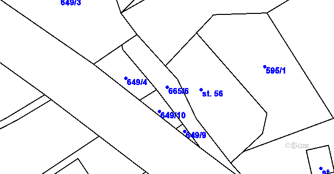 Parcela st. 665/6 v KÚ Juřinka, Katastrální mapa