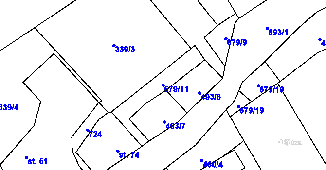 Parcela st. 679/11 v KÚ Juřinka, Katastrální mapa
