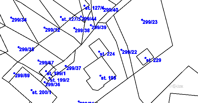 Parcela st. 224 v KÚ Juřinka, Katastrální mapa