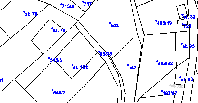 Parcela st. 665/8 v KÚ Juřinka, Katastrální mapa