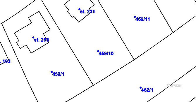 Parcela st. 459/10 v KÚ Juřinka, Katastrální mapa