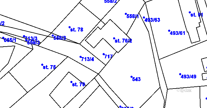 Parcela st. 717 v KÚ Juřinka, Katastrální mapa