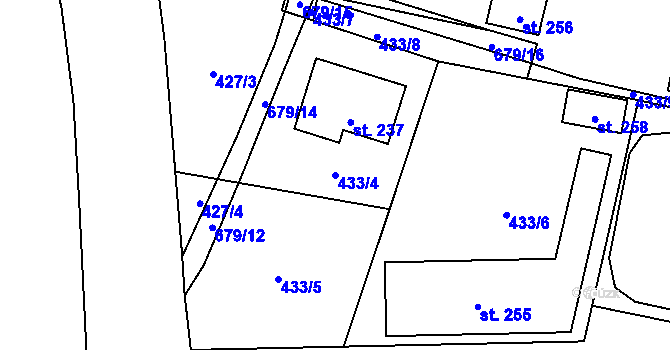 Parcela st. 433/4 v KÚ Juřinka, Katastrální mapa