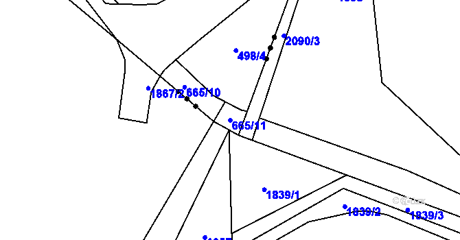 Parcela st. 665/11 v KÚ Juřinka, Katastrální mapa