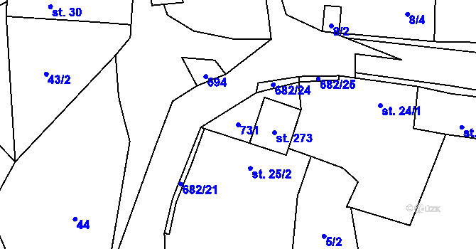Parcela st. 731 v KÚ Juřinka, Katastrální mapa